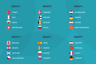 Avrupa futbol turnuvası, hepsi grup. 2020 Euro Futbol Şampiyonası bayrağı
