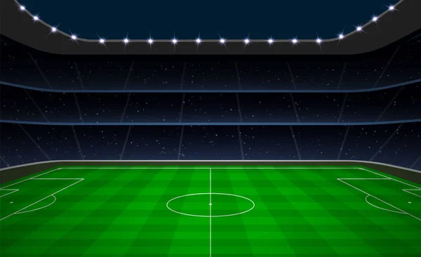 緑のフィールドを持つサッカーサッカースタジアム ベクターイラスト — ストックベクタ