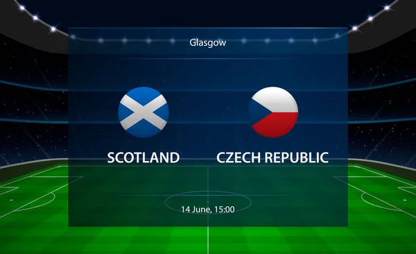 stock vector Scotland vs Czech Republic football scoreboard. Broadcast graphi