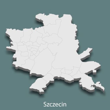 Szczecin 3d izometrik haritası Polonya 'nın bir şehridir.