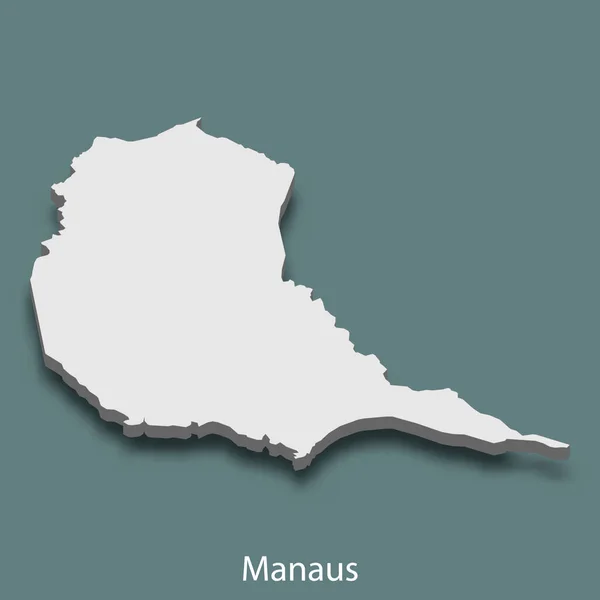 Isometrische Kaart Van Manaus Een Stad Van Brazilië Vector Illustratie — Stockvector
