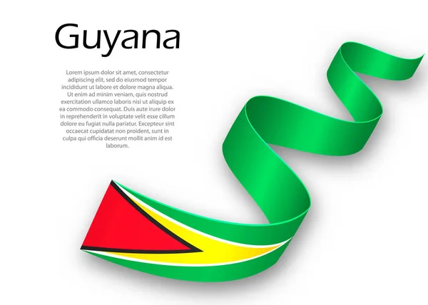 Viftar Band Eller Banderoll Med Guyanas Flagga Mall För Oberoende — Stock vektor