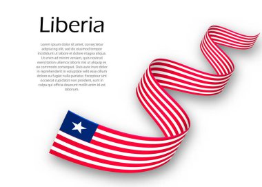 Liberya bayrağı sallayarak ya da bayrak sallayarak. Bağımsızlık Günü poster tasarımı için şablon