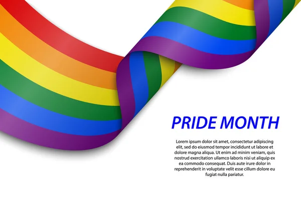 Ondeando Cinta Pancarta Con Bandera Del Orgullo Lgbt Plantilla Para — Archivo Imágenes Vectoriales