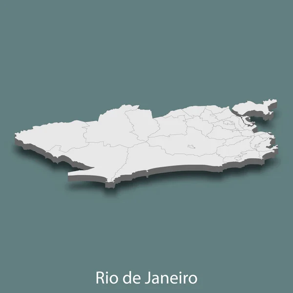 Isometric Map Rio Janeiro City Brazil Vector Illustration — Stock Vector