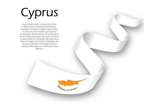 Fahnenband Oder Banner Mit Der Flagge Zyperns Vorlage Für Plakatgestaltung — Stockvektor