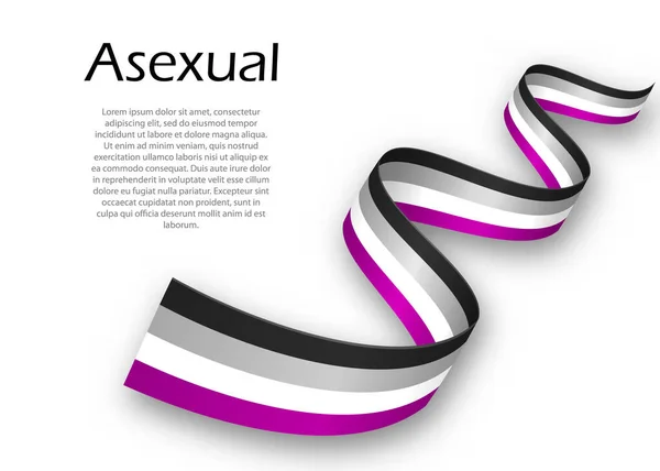 Viftande Band Eller Banner Med Asexual Stolthet Flagga Vektor Illustration — Stock vektor