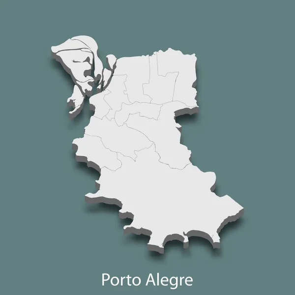 Isometric Map Porto Alegre City Brazil Vector Illustration — Stock Vector
