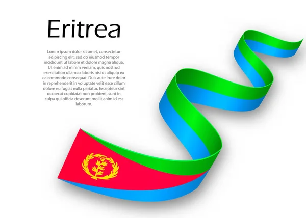 Zwaaiend Lint Spandoek Met Vlag Van Eritrea Model Voor Het — Stockvector