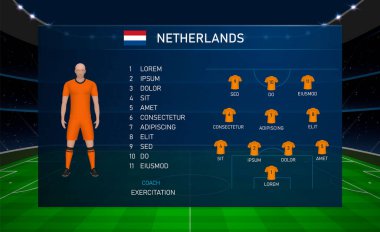 Futbol skor tablosu Hollanda futbol takımıyla grafik şablon yayınlıyor.
