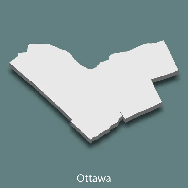 Carte Isométrique Ottawa Est Une Ville Canada Illustration Vectorielle — Image vectorielle