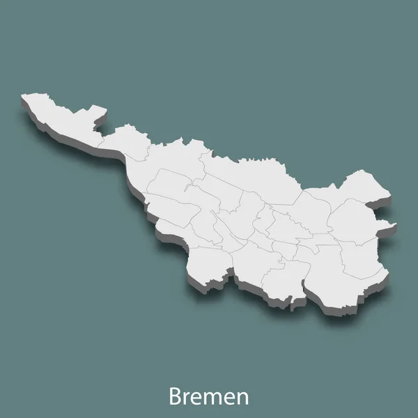 Mapa Isométrico Bremen Una Ciudad Alemania Vector Ilustración — Vector de stock