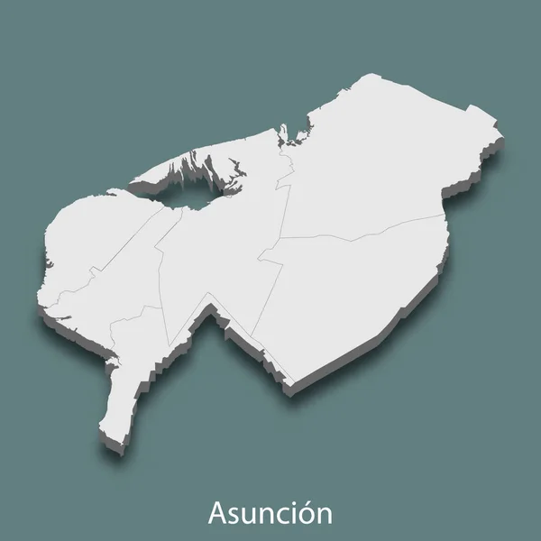 Isometrisk Karta Över Asuncion Stad Paraguay Vektor Illustration — Stock vektor