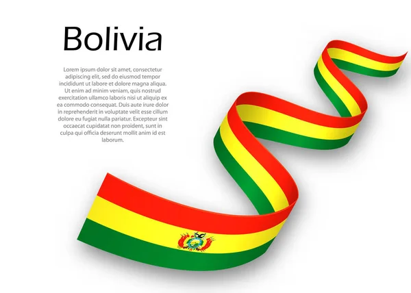 Zwaaiend Lint Spandoek Met Vlag Van Bolivia Model Voor Het — Stockvector