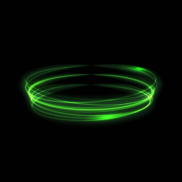 Yeşil Daire Işık Efekti Yıldızlar Sihirli Toz Parçacıklarıyla Izole Edilmiş — Stok Vektör