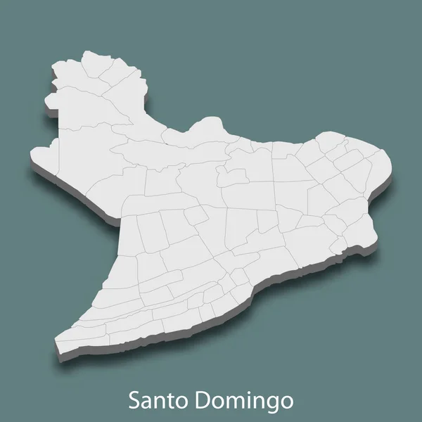 Isometric Map Santo Domingo City Dominican Republic Vector Illustration — Stock Vector