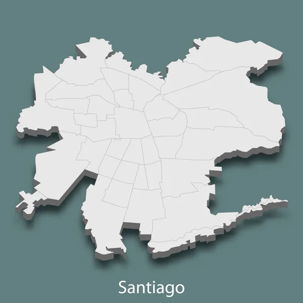 Santiago Nun Izometrik Haritası Şili Nin Vektör Illüstrasyonudur — Stok Vektör