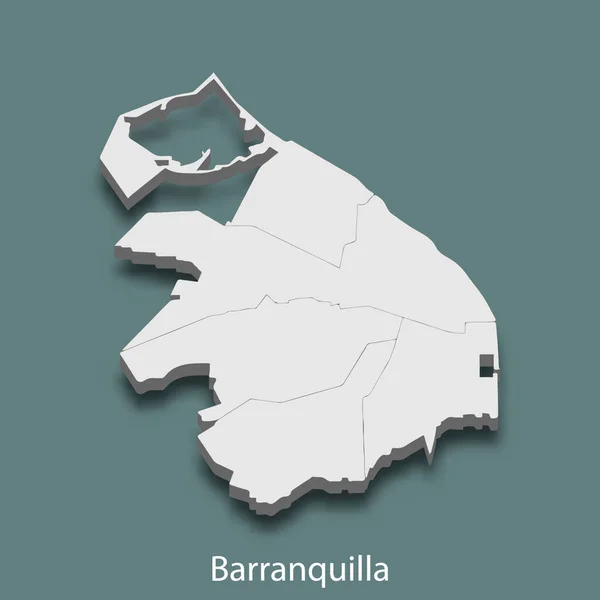 Isometric Map Barranquilla City Colombia Vector Illustration — Stock Vector