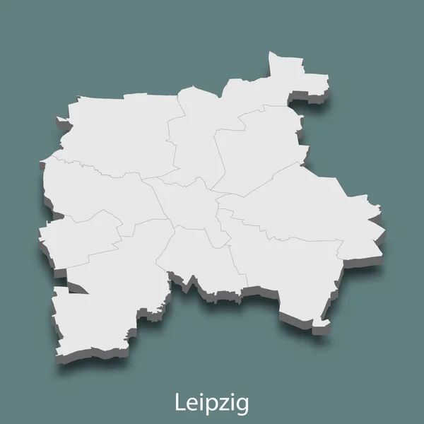 Mapa Isométrico Leipzig Una Ciudad Alemania Vector Ilustración — Vector de stock
