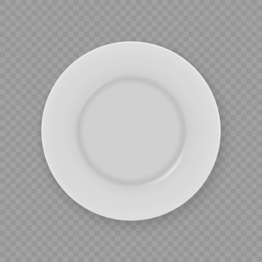 3d gerçekçi beyaz tabak şeffaf arkaplanda izole