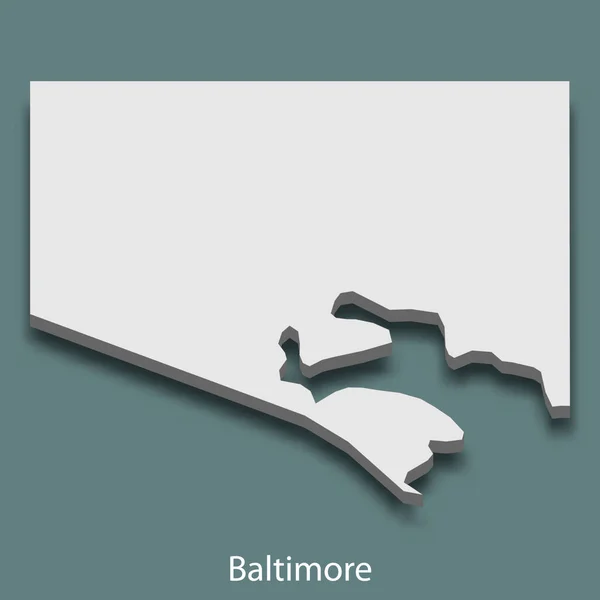 Isometric Map Baltimore City United States Vector Illustration — Stock Vector