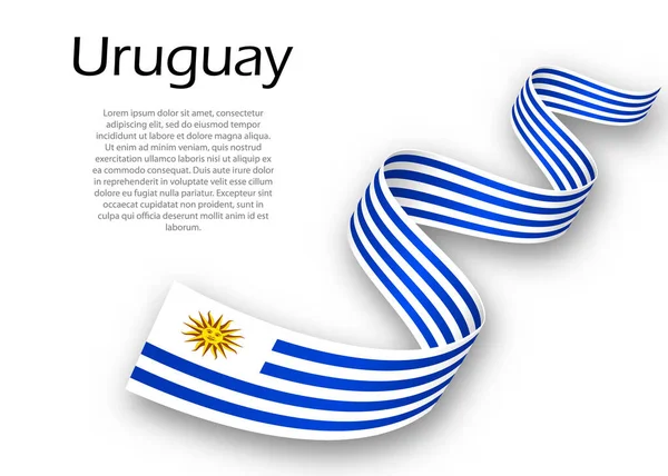 Uruguay Bayrağıyla Kurdele Bayrak Sallıyor Bağımsızlık Günü Poster Tasarımı Için — Stok Vektör