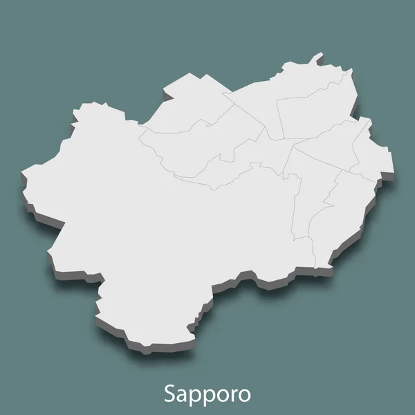 Isometrisk Karta Över Sapporo Stad Japan Vektor Illustration — Stock vektor