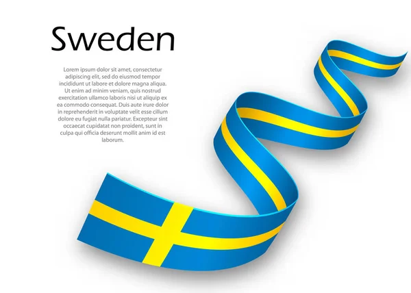 Bølgebånd Eller Banner Med Svensk Flag Skabelon Til Uafhængighed Dag – Stock-vektor