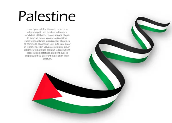 Ruban Bannière Avec Drapeau Palestine Modèle Pour Conception Affiche Journée — Image vectorielle