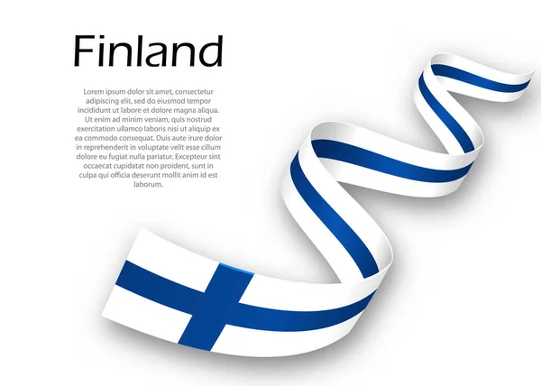 Cinta Ondeante Pancarta Con Bandera Finlandia Plantilla Para Diseño Póster — Vector de stock