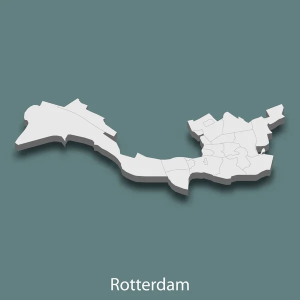 Mapa Isométrico Rotterdam Uma Cidade Holanda Ilustração Vetorial — Vetor de Stock