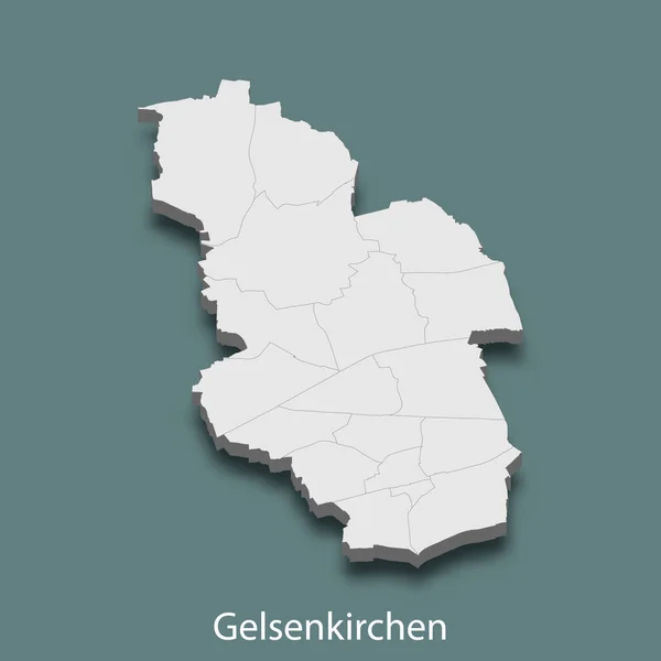 Izometrikus Térkép Gelsenkirchen Egy Város Németország Vektor Illusztráció — Stock Vector