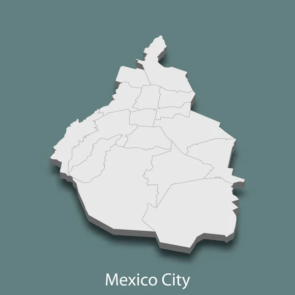 Isometric Map Mexico City City Mexico Vector Illustration — Stock Vector