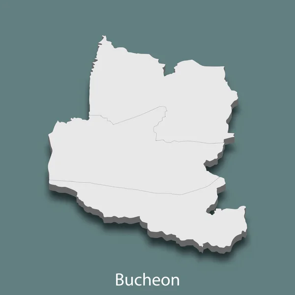 Mappa Isometrica Bucheon Una Città Della Corea Illustrazione Vettoriale — Vettoriale Stock