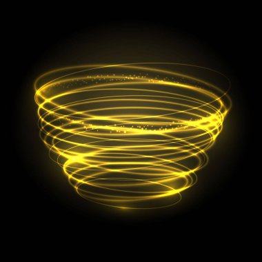 Çember Parlak Işık İz Etkisi. Sihirli toz parçacıklarıyla izole edilmiş parlayan ışık izi. 