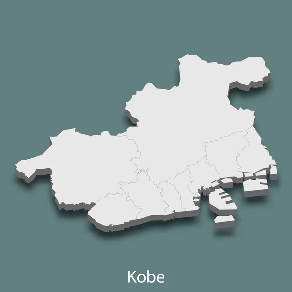 Isometric Map Kobe City Japan Vector Illustration — Stock Vector