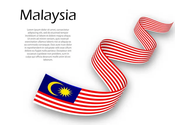 Waving Ribbon Banner Flag Malaysia Template Independence Day Poster Design — Stock Vector