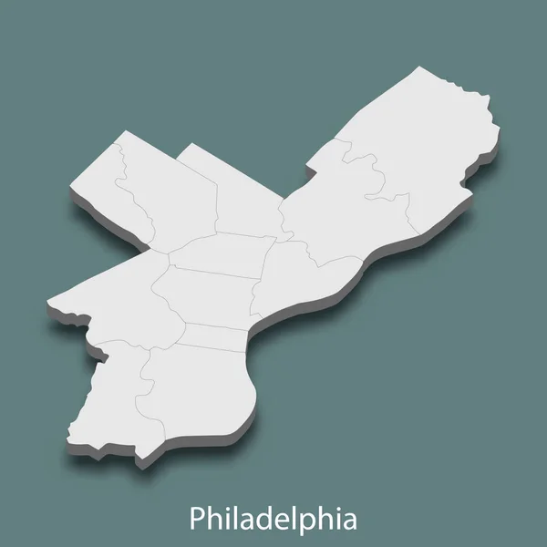 Izometrikus Térkép Philadelphia Egy Város Egyesült Államok Vektor Illusztráció — Stock Vector