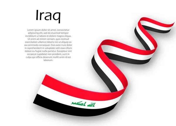 Mávat Stuhou Nebo Praporem Vlajkou Iráku Šablona Pro Design Plakátu — Stockový vektor