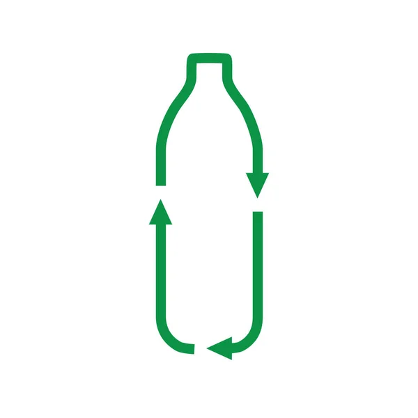 Recycle Plastic Fles Vector Lijn Pictogram Logo Geïsoleerd Witte Achtergrond — Stockvector