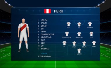 Futbol skorbordu takım futbol takımı Peru ile grafik şablon yayınladı