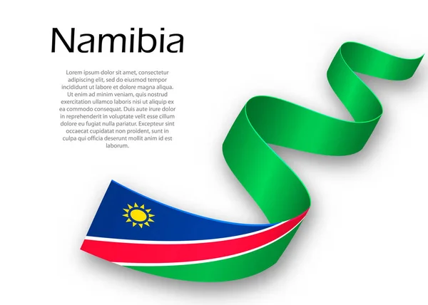 Cinta Ondeante Estandarte Con Bandera Namibia Plantilla Para Diseño Póster — Archivo Imágenes Vectoriales