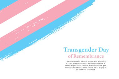 Travesti gururunun Grunge tarzı fırça darbesi bayrağı. Transseksüel Günü poster tasarımı için şablon