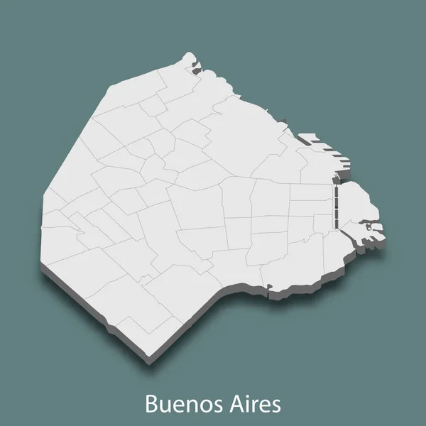 ブエノスアイレスの3Dアイソメトリックマップは アルゼンチンの都市です ベクトル図 — ストックベクタ