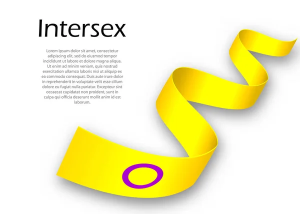 Viftande Band Eller Banner Med Intersex Stolthet Flagga Vektor Illustration — Stock vektor