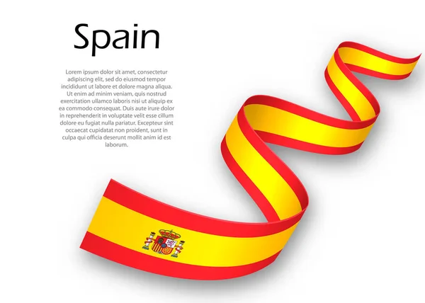 Fita Ondulante Bandeira Com Bandeira Espanha Modelo Para Projeto Cartaz —  Vetores de Stock