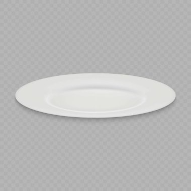 3D gerçekçi beyaz tabak izole, şeffaf arka planda ön vew