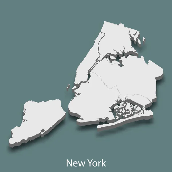 Izometrikus Térkép New York Egy Város Egyesült Államok Vektor Illusztráció — Stock Vector