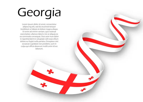 飘扬着格鲁吉亚国旗的彩带或横幅 独立日海报设计模板 — 图库矢量图片