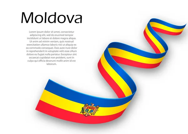 Fita Ondulante Bandeira Com Bandeira Moldávia Modelo Para Projeto Cartaz —  Vetores de Stock